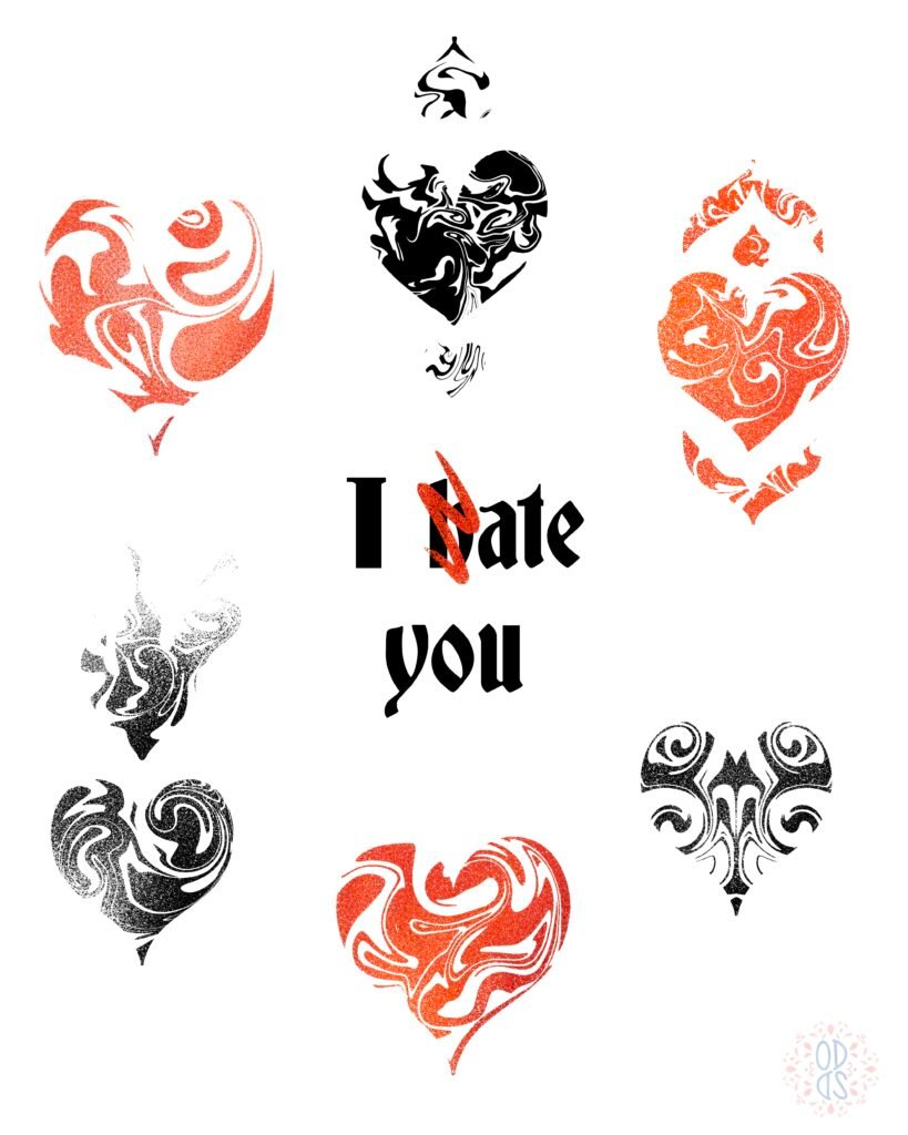 flash tattoo coeurs en vapeurs, style gothique
