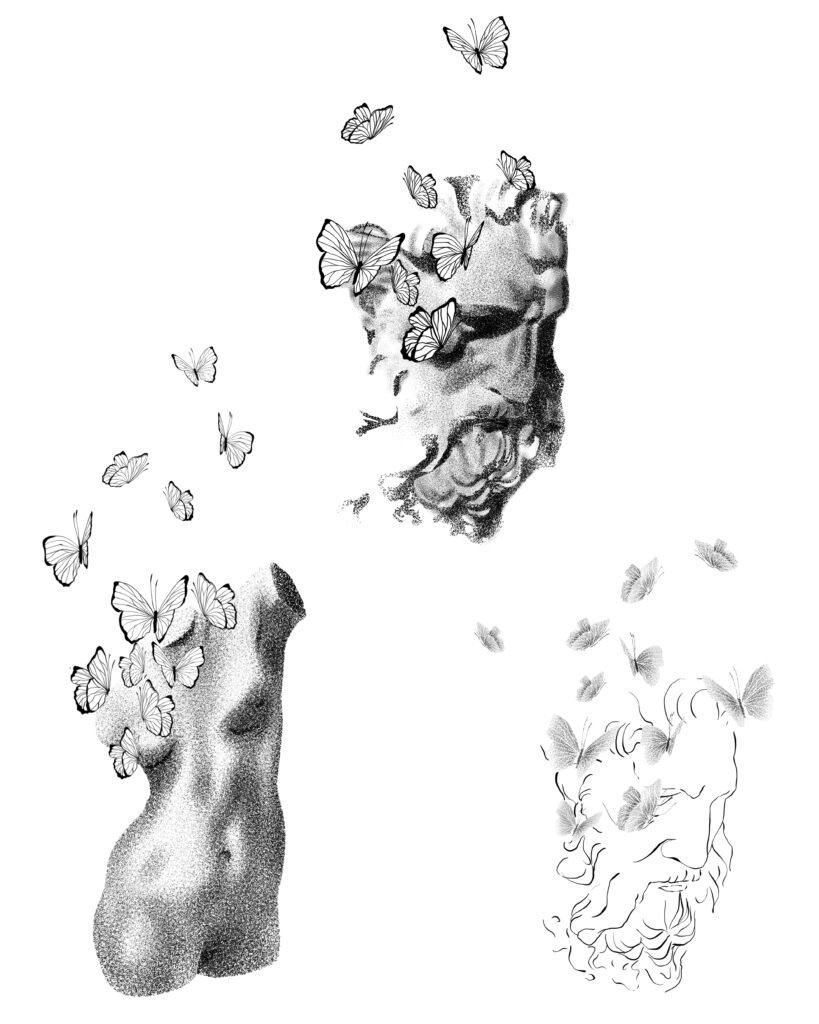 flash tattoo tête de statues grecques