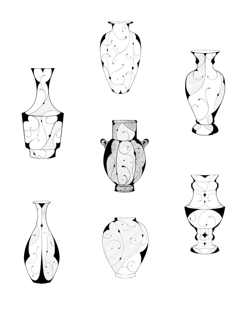 flash tattoo vases ornementaux