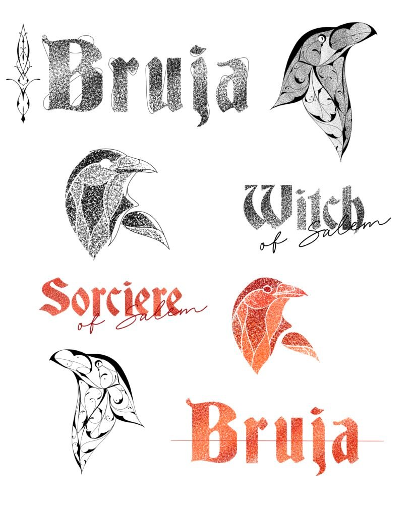 flash tattoo Bruja, corbeaux, sorcières